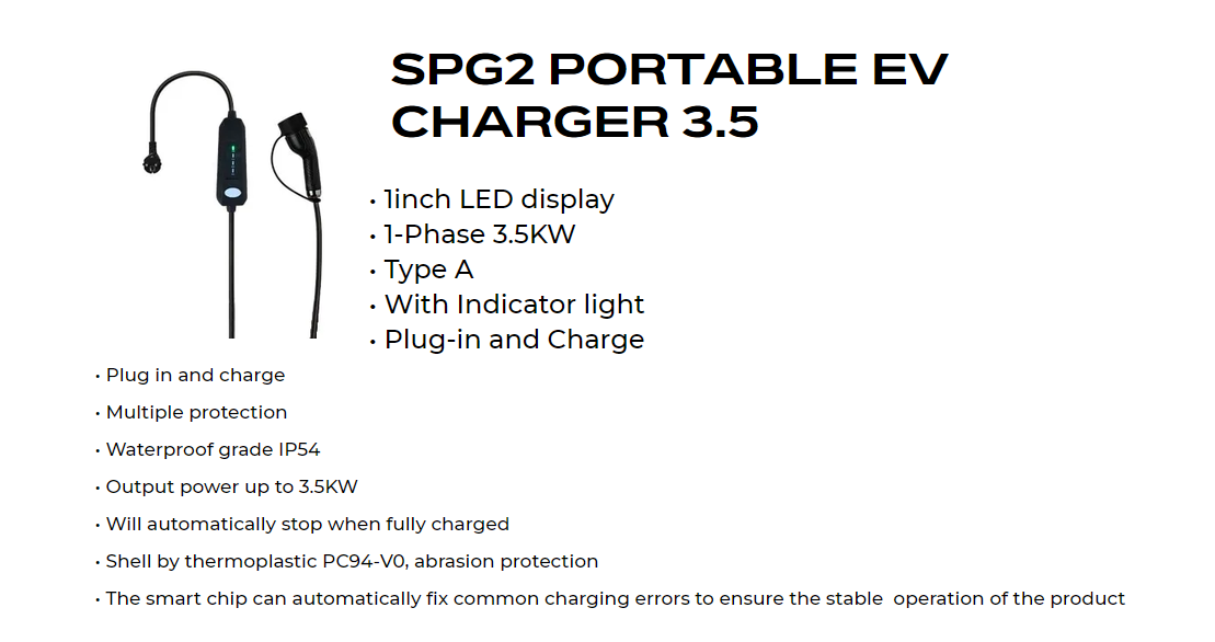 SPG2 Portable EV Charger 3.5 1